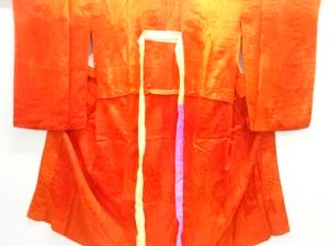 アンティーク　綸子 花立涌模様織り出し長襦袢